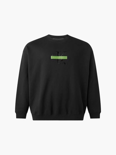 Calvin Klein Ruhák HU130093 | Calvin Klein Plus Size Organic Cotton Logo Férfi Pulóver Fekete